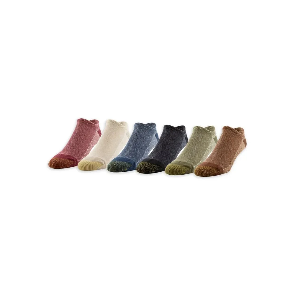 GOLDTOE Edition Men's No Show Socks, 6-Pack, 8-12, Tan